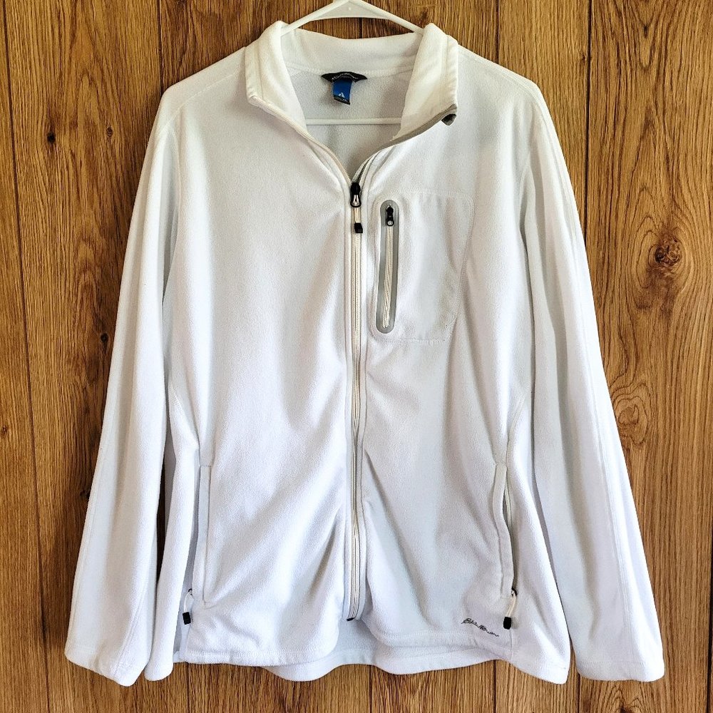 Eddie Bauer White Full Zip Fleece Jacket